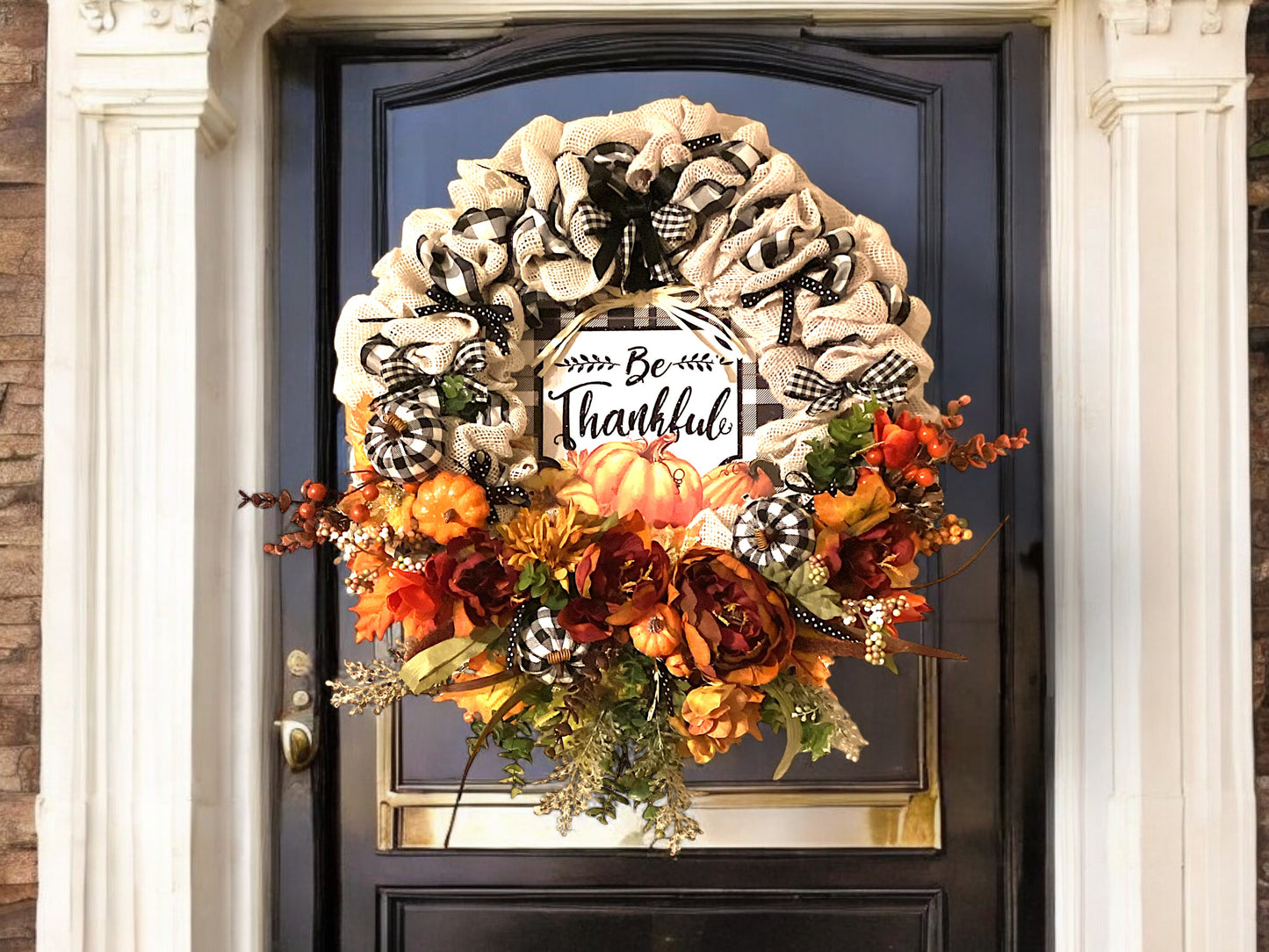 Burlap (Be Thankful) Fall Floral Wreath