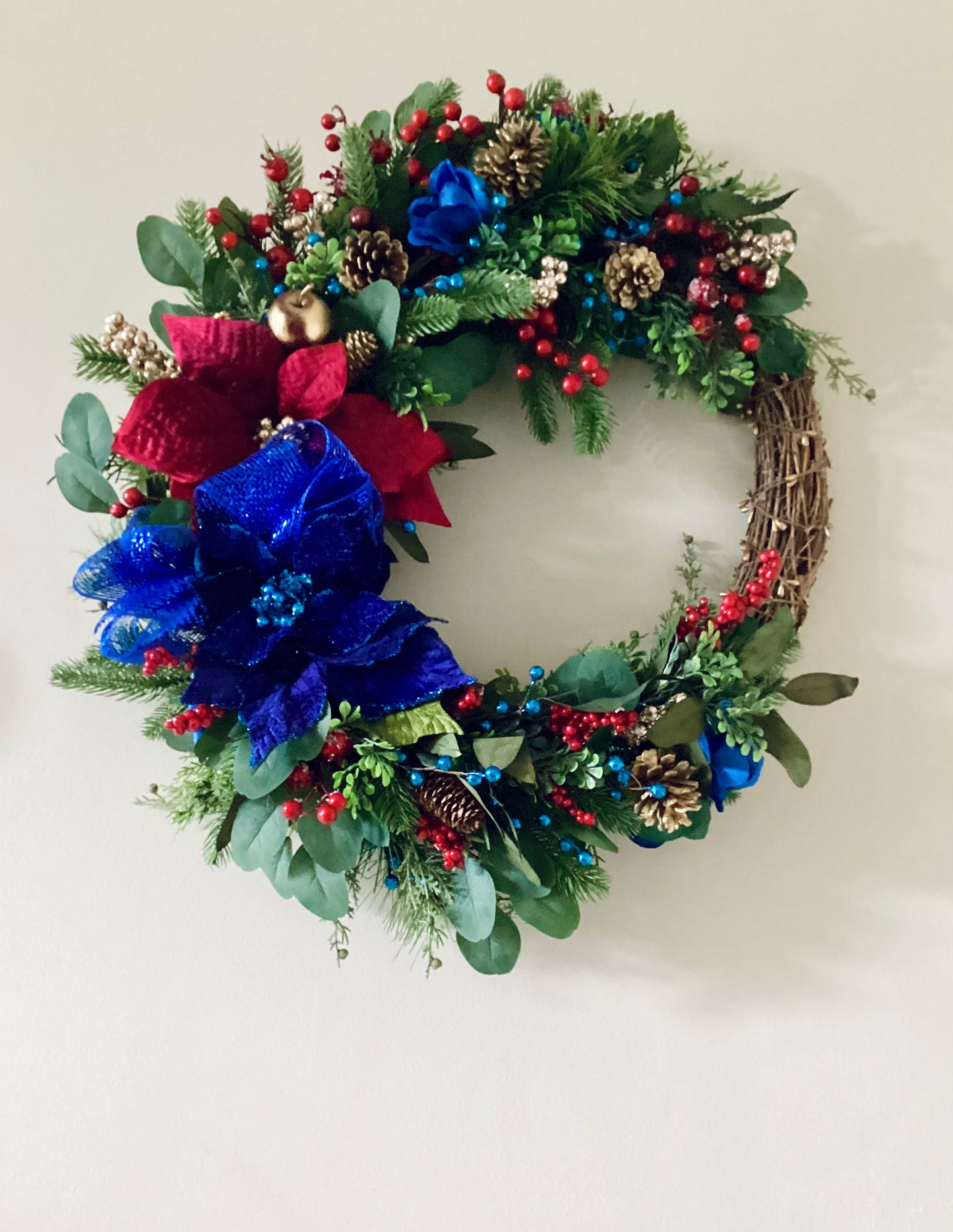 Poinsettia Jewel Tone (Christmas Wreath)