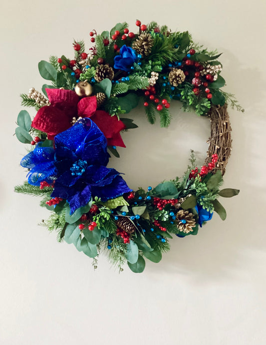 Poinsettia Jewel Tone (Christmas Wreath)