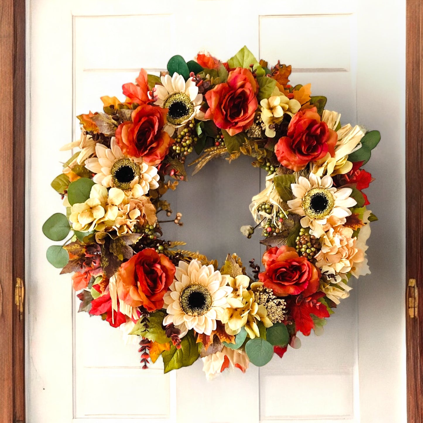 Rustic Rose and Sunflower Fall Wreath