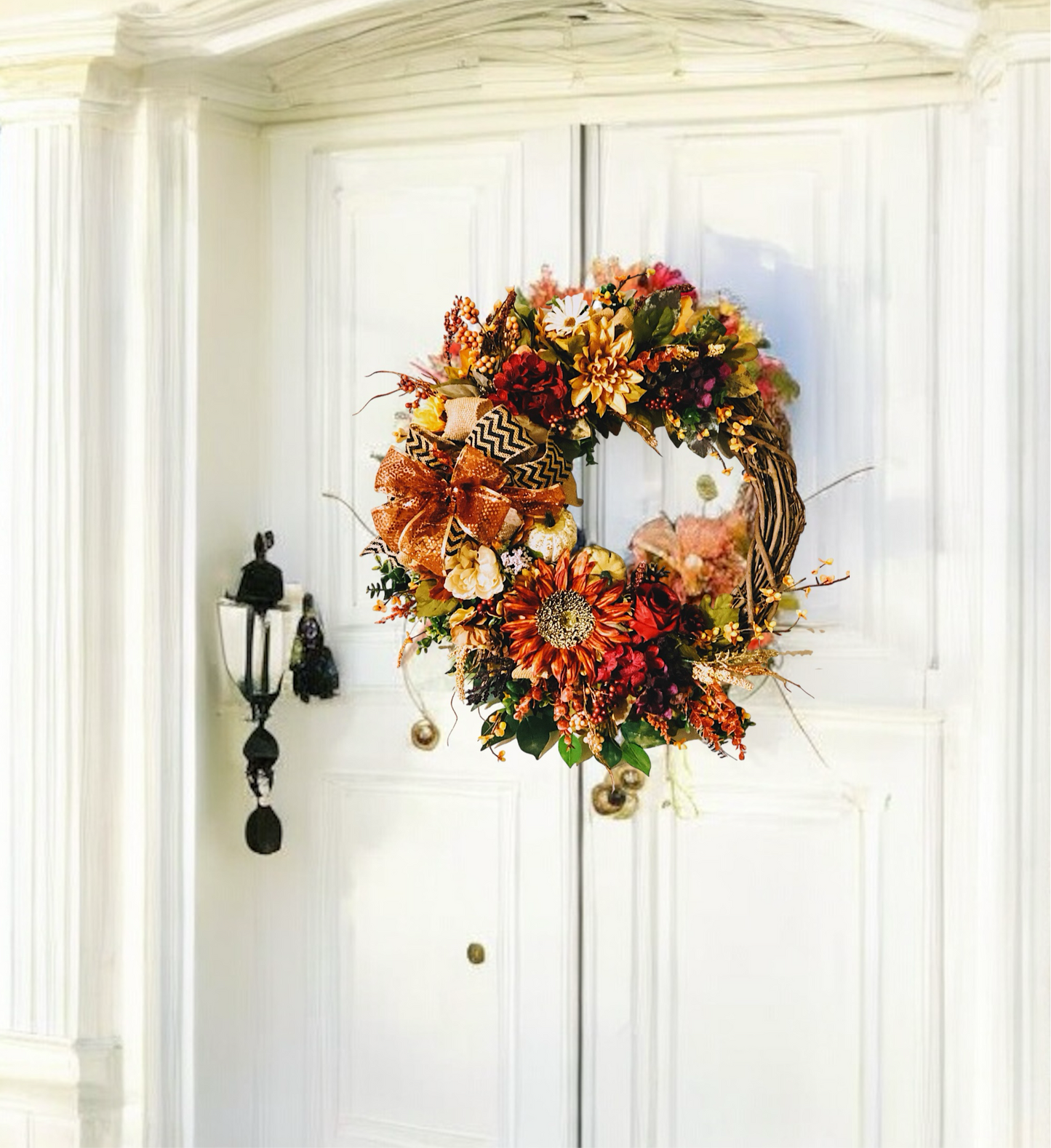 Shimmering Floral and Pumpkin wreath