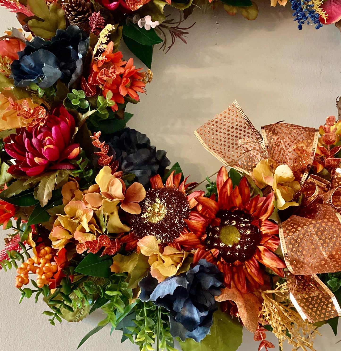 Shimmering Autumn Sunflower Wreath