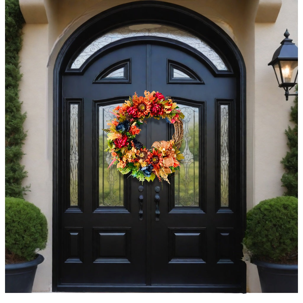 Shimmering Autumn Sunflower Wreath