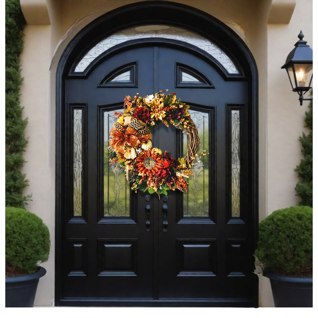 Shimmering Floral and Pumpkin wreath