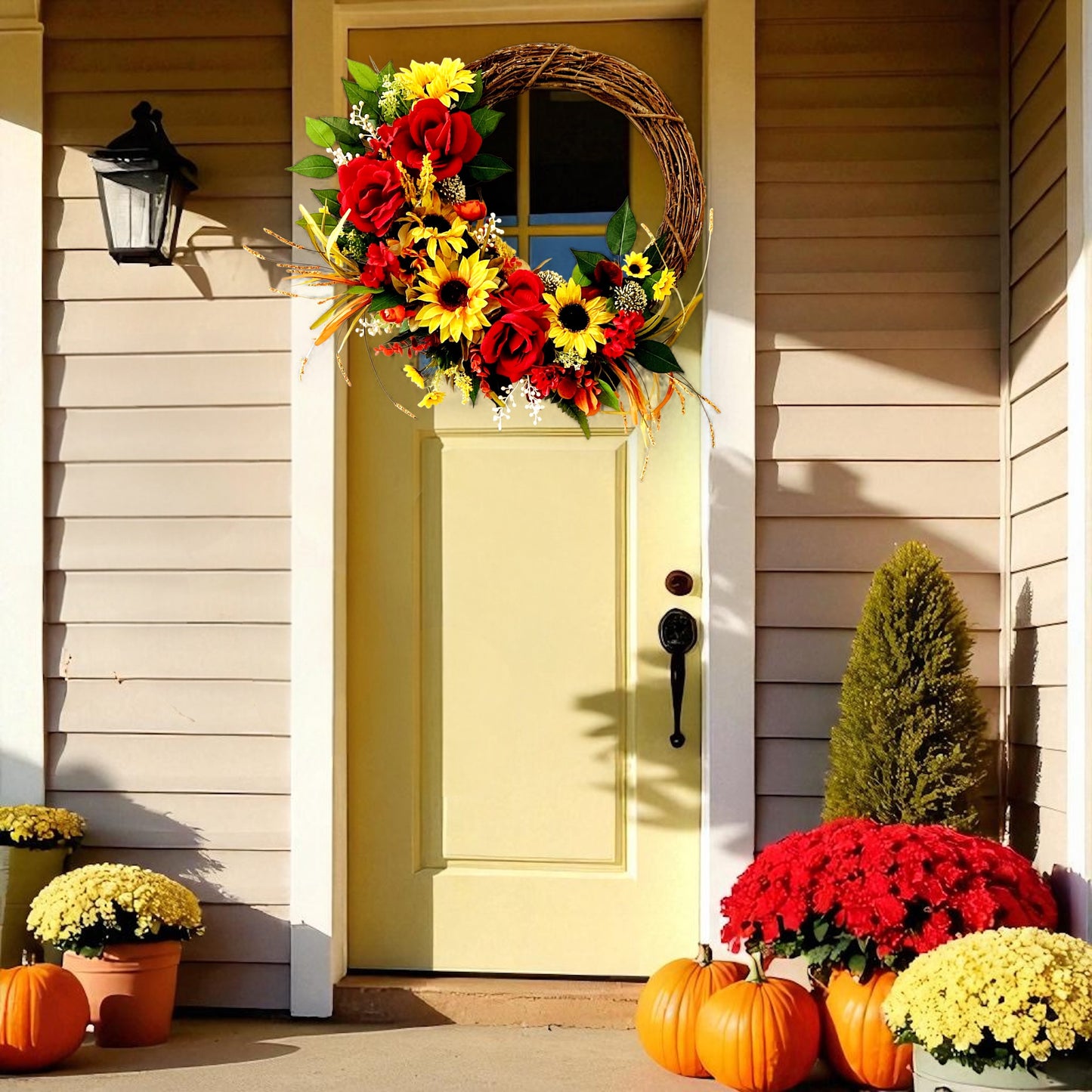 Sunflower & Rose Grapevine Wreath