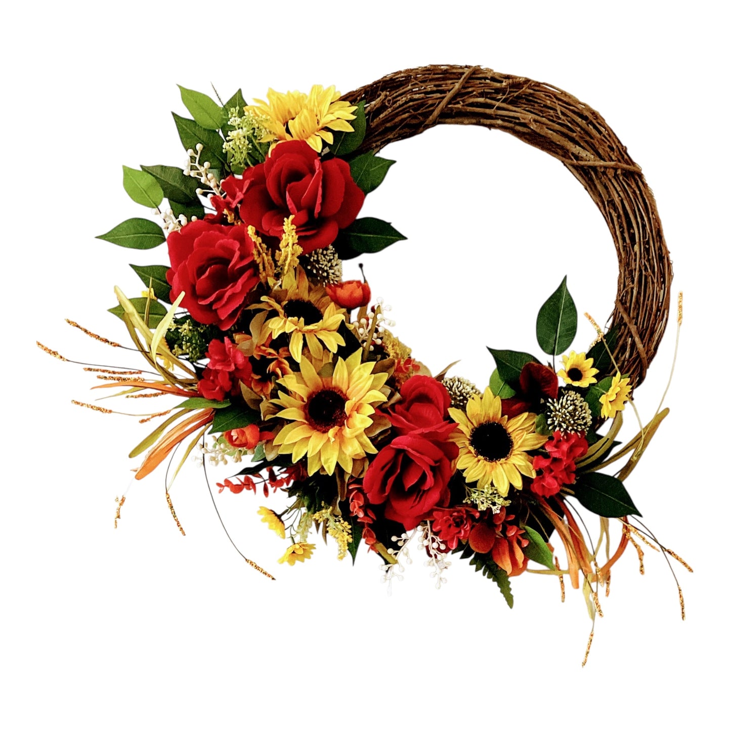 Sunflower & Rose Grapevine Wreath
