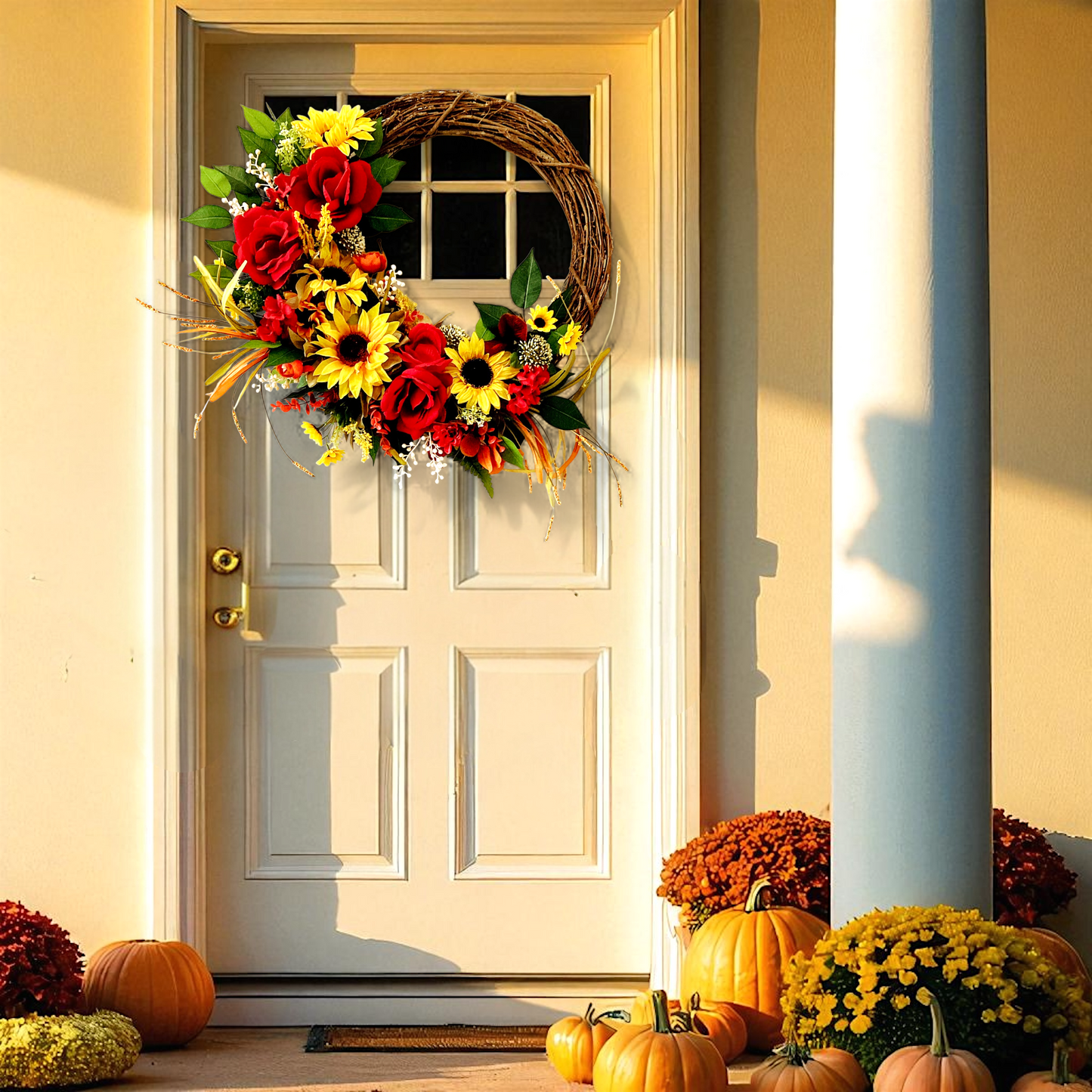 Sunflower & Rose Grapevine Wreath