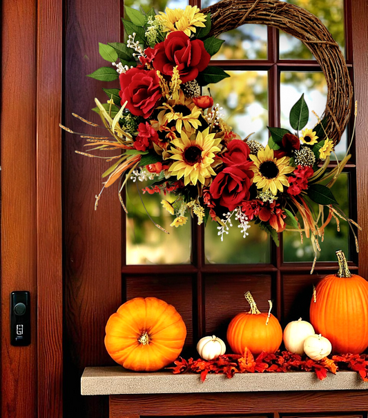 Sunflower & Rose Grapevine Wreath