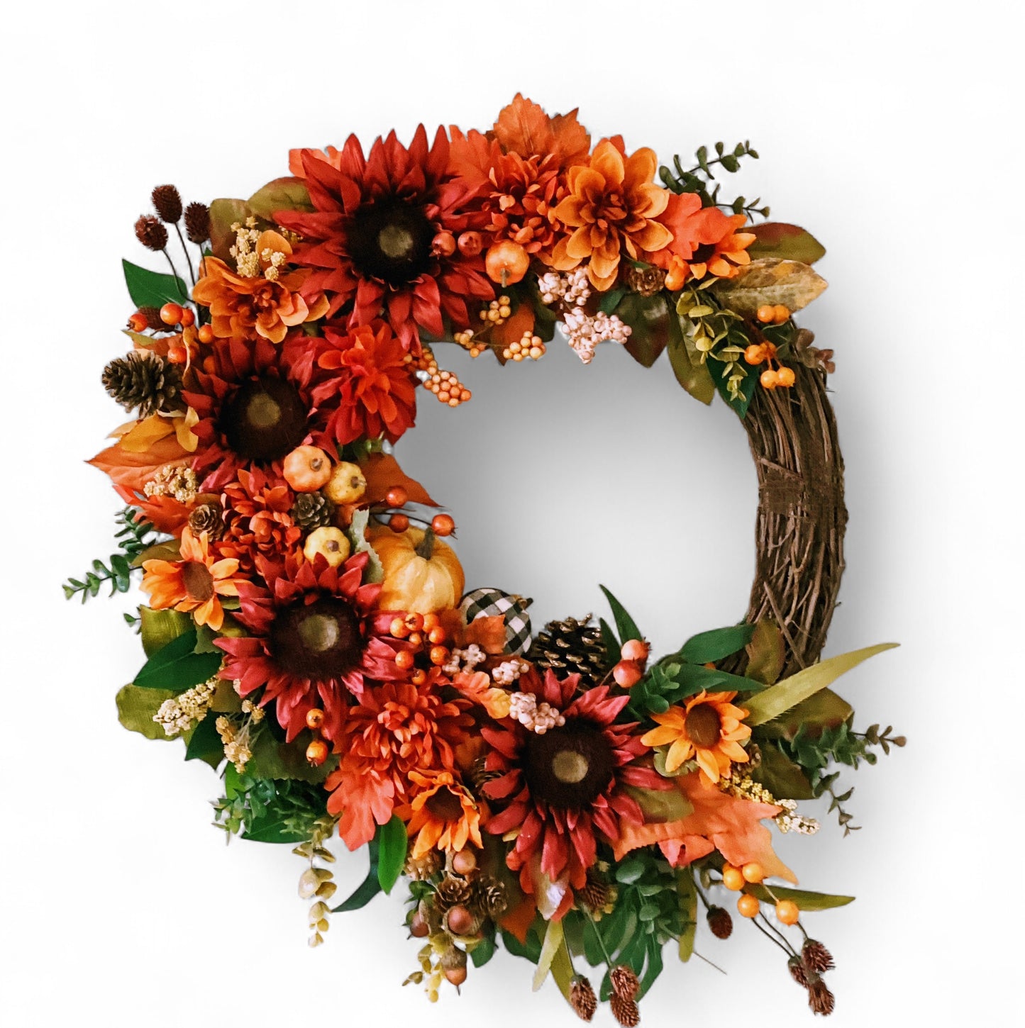 Warm Sunflower & Berries Wreath