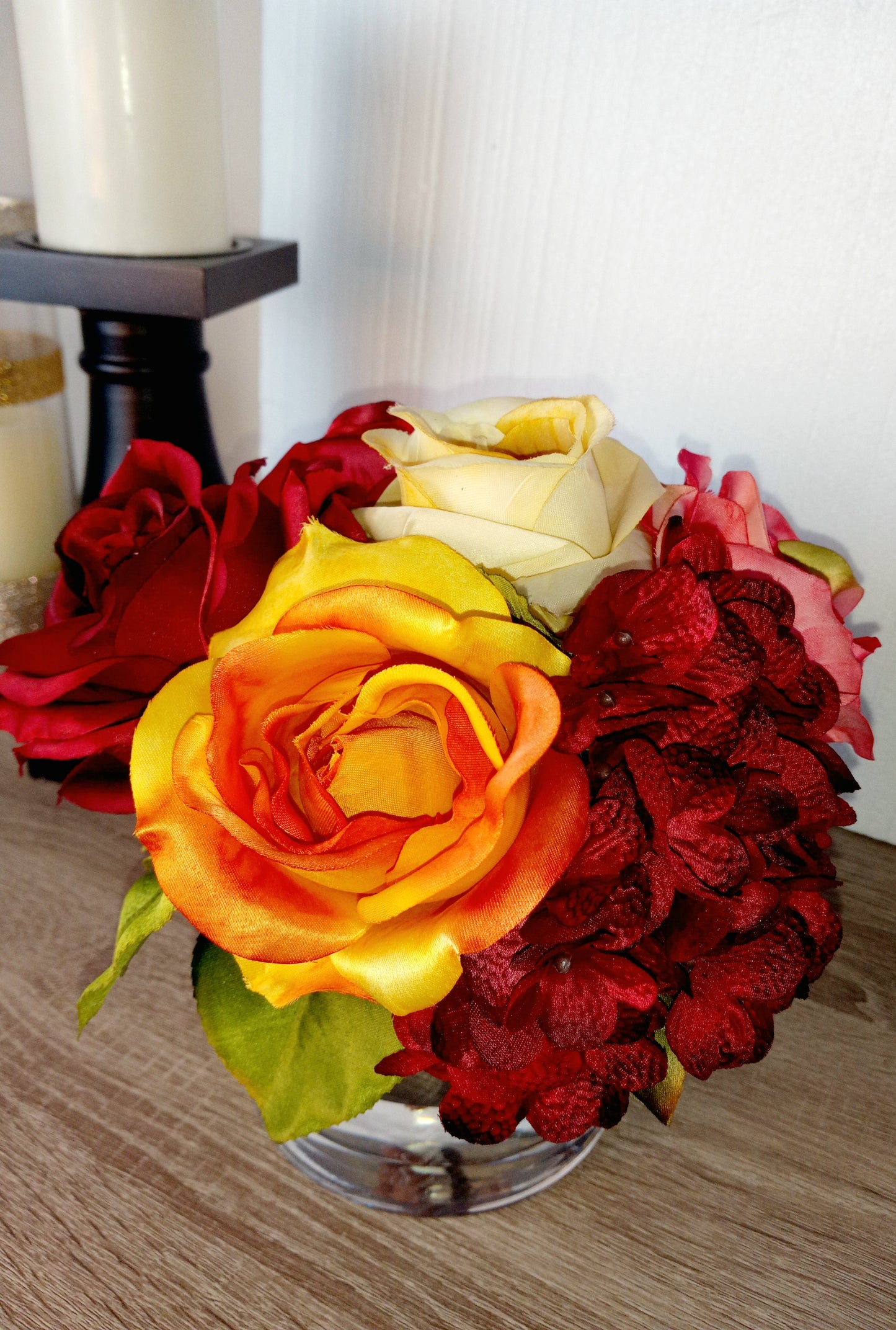 Faux Rose & Hydrangea Arrangement