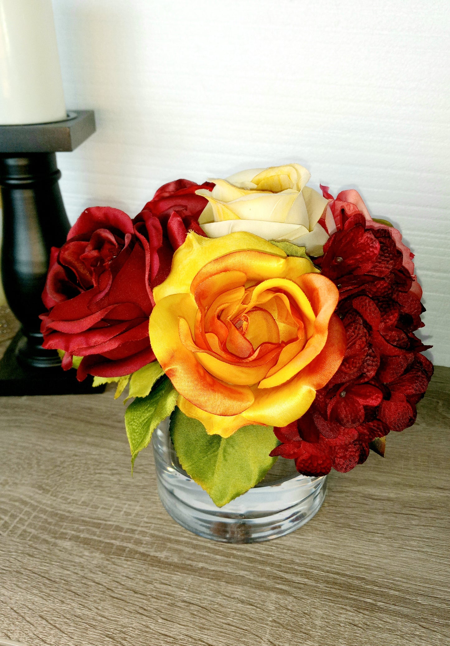 Faux Rose & Hydrangea Arrangement