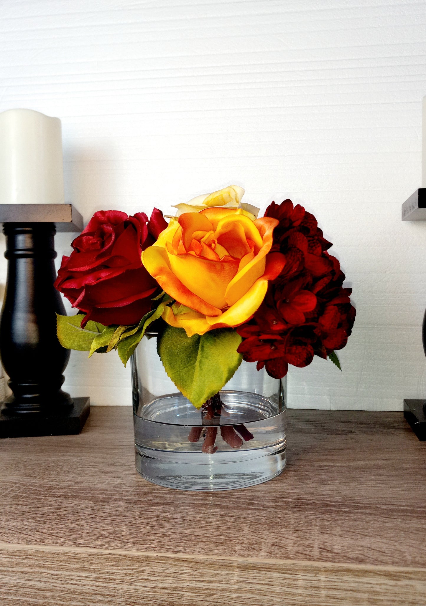 Faux Rose & Hydrangea Arrangement