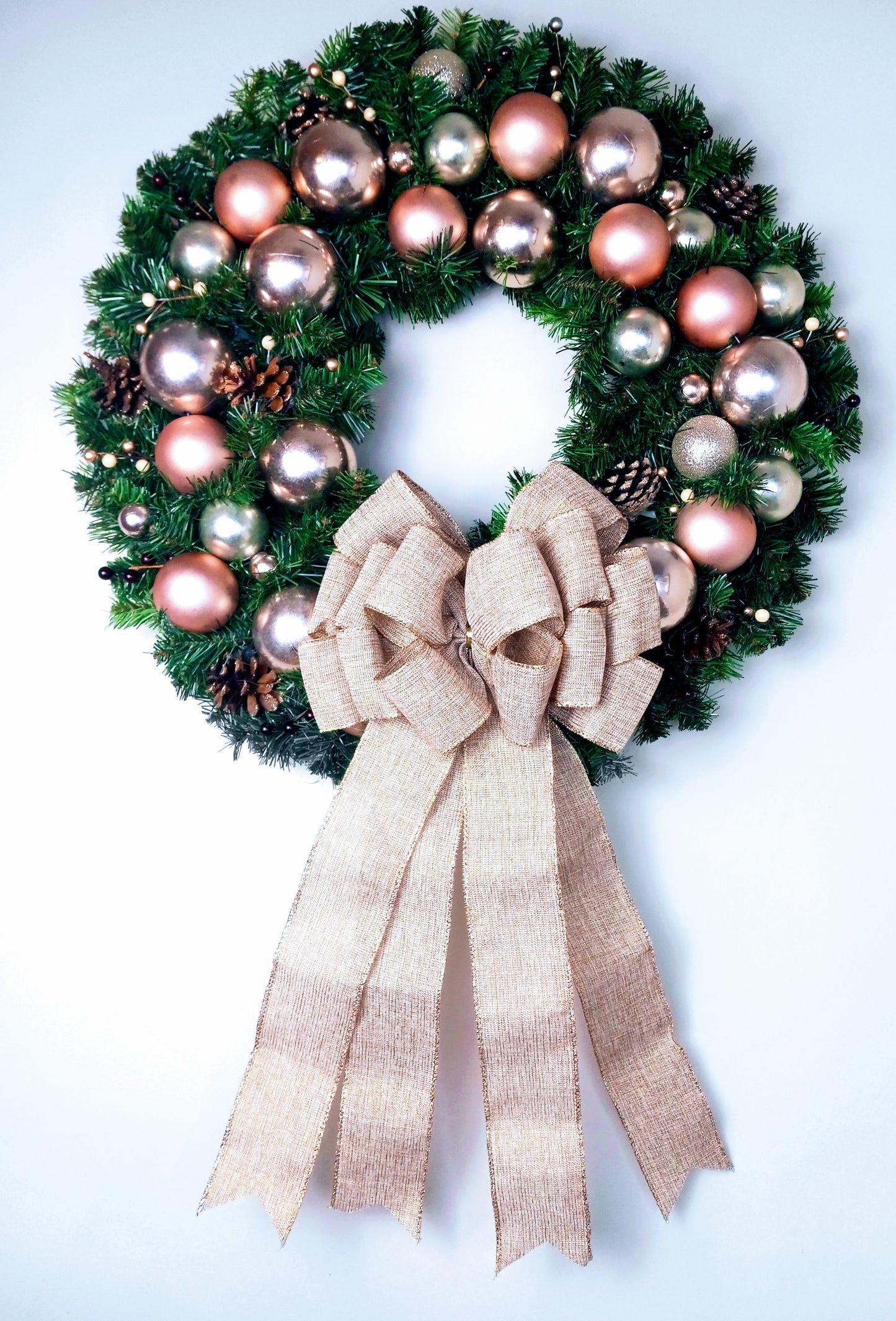 Vintage Blush Pink Evergreen Christmas Wreath