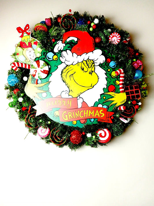 24-inch Evergreen Grinch Wreath